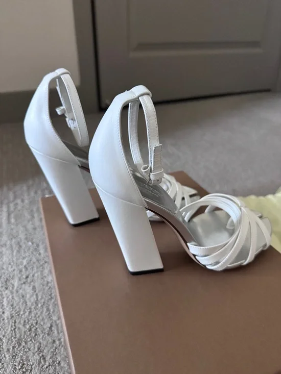 Burberry White Split-Toe Ankle-Strap High Heels - Picture 3 of 8